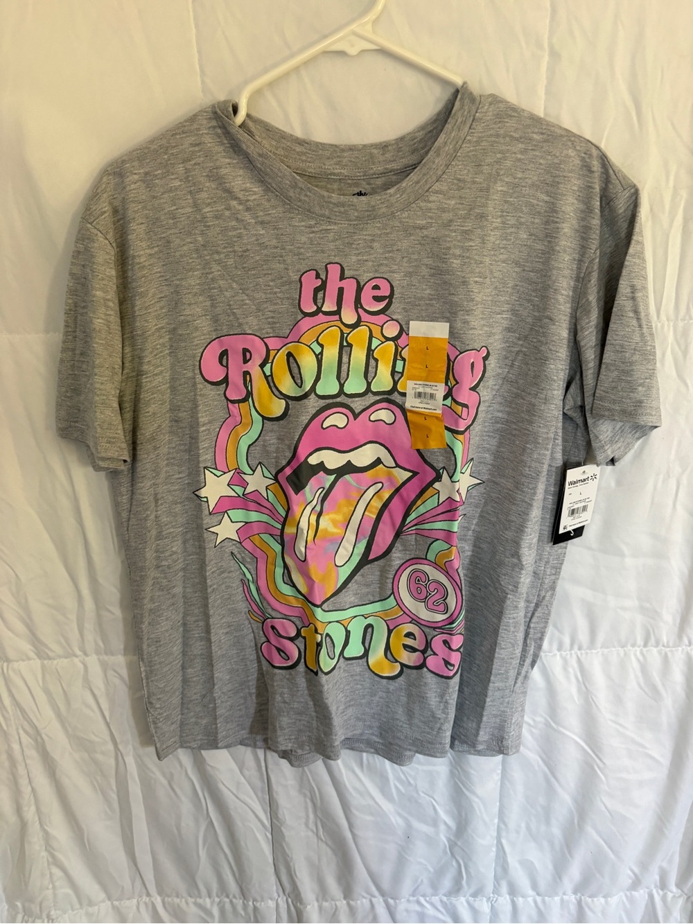 The Rolling Stones Juniors Grey Graphic Tee with Pastel Logo